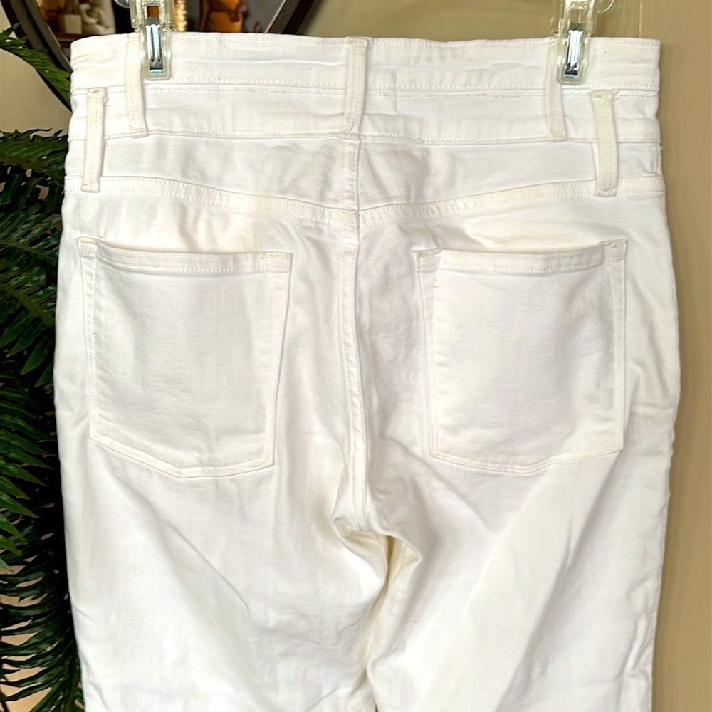 Frame Le Crop Mini Boot White Jeans Cotton Stretch Denim Casual Preppy - Picture 6 of 13